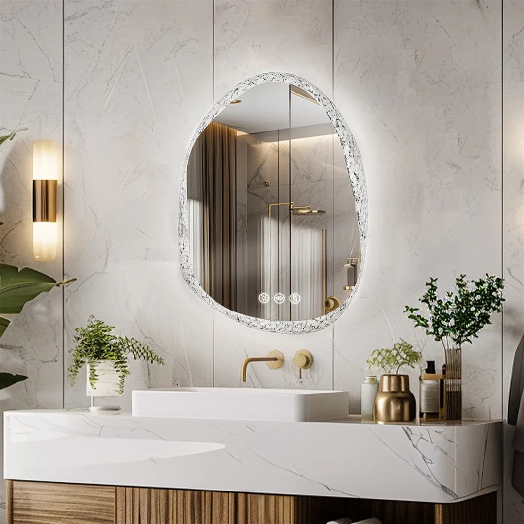 Frameless mirror with led lighting and touch sensors - view 2