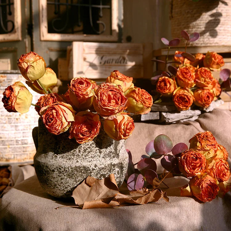 Bouquet of artificial silk rose wines retro decorations for various spaces - view 2