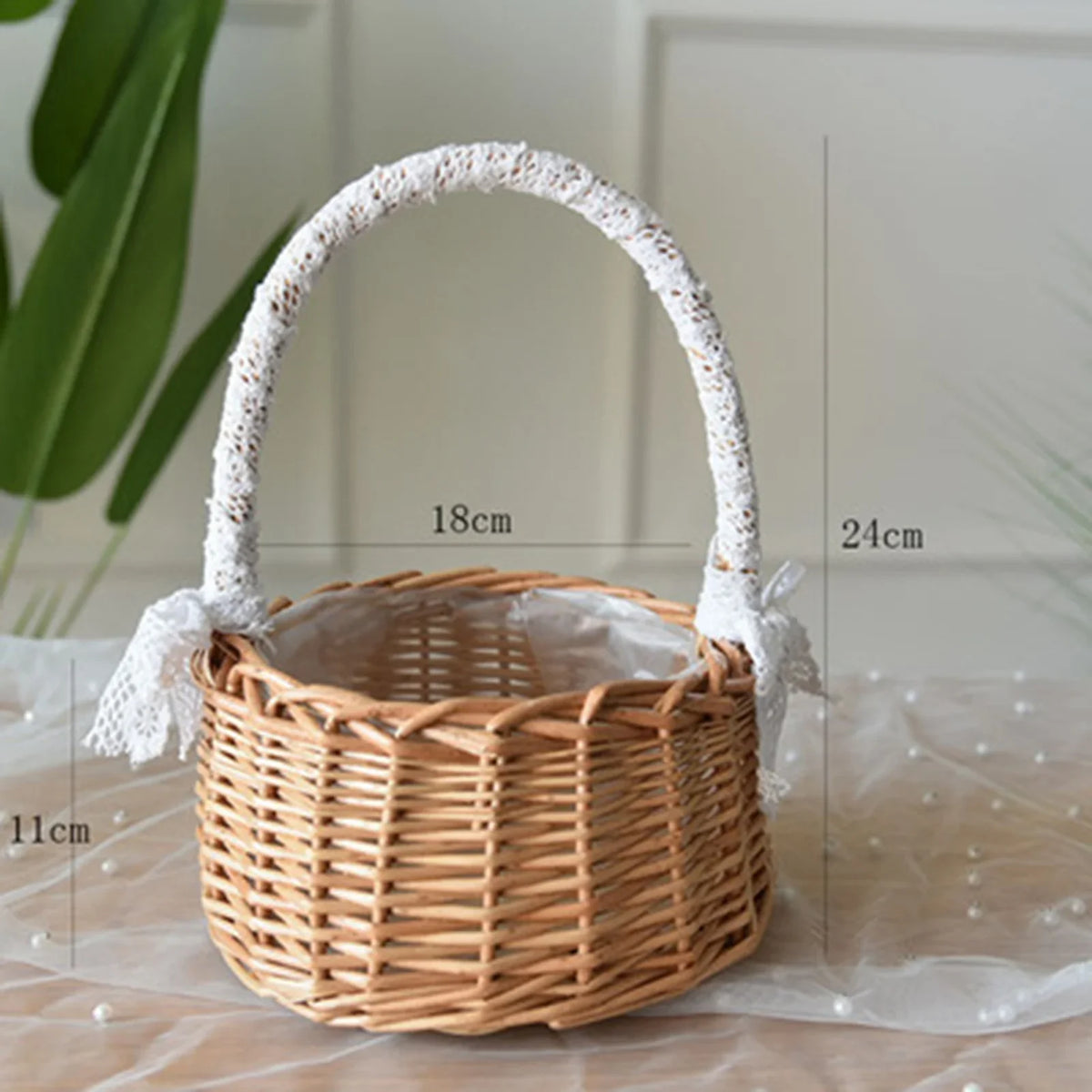 Wedding flower basket with butterfly knot large multipurpose capacity - 04 L