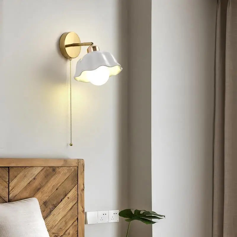 Nordic glass and modern ceramic wall sconce with pull-out switch - view 4