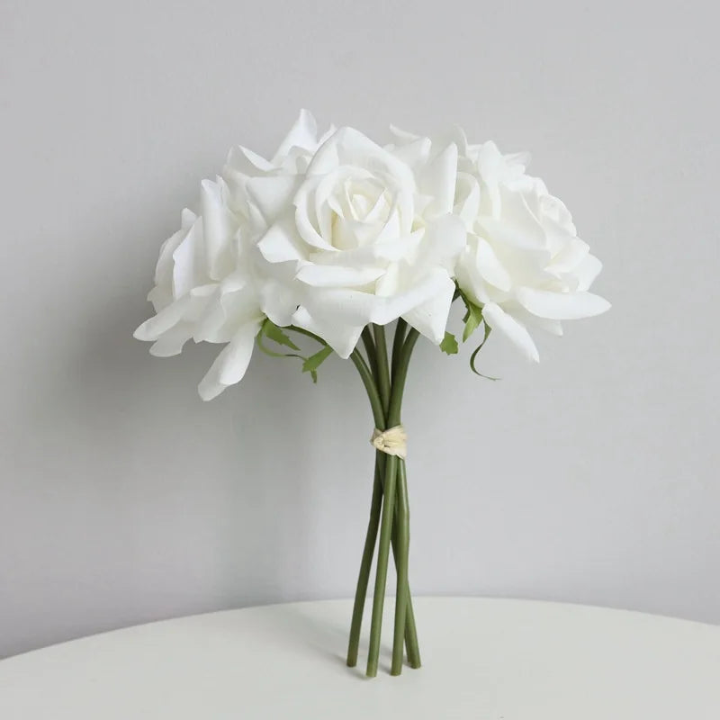 Bouquet of artificial rose wines with curly edges for wedding and decoration