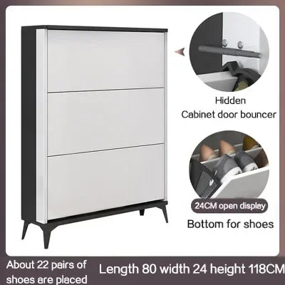 Modern luxury minimalist shoe cabinets ultra-thin furniture organizer - White 80x24x118cm