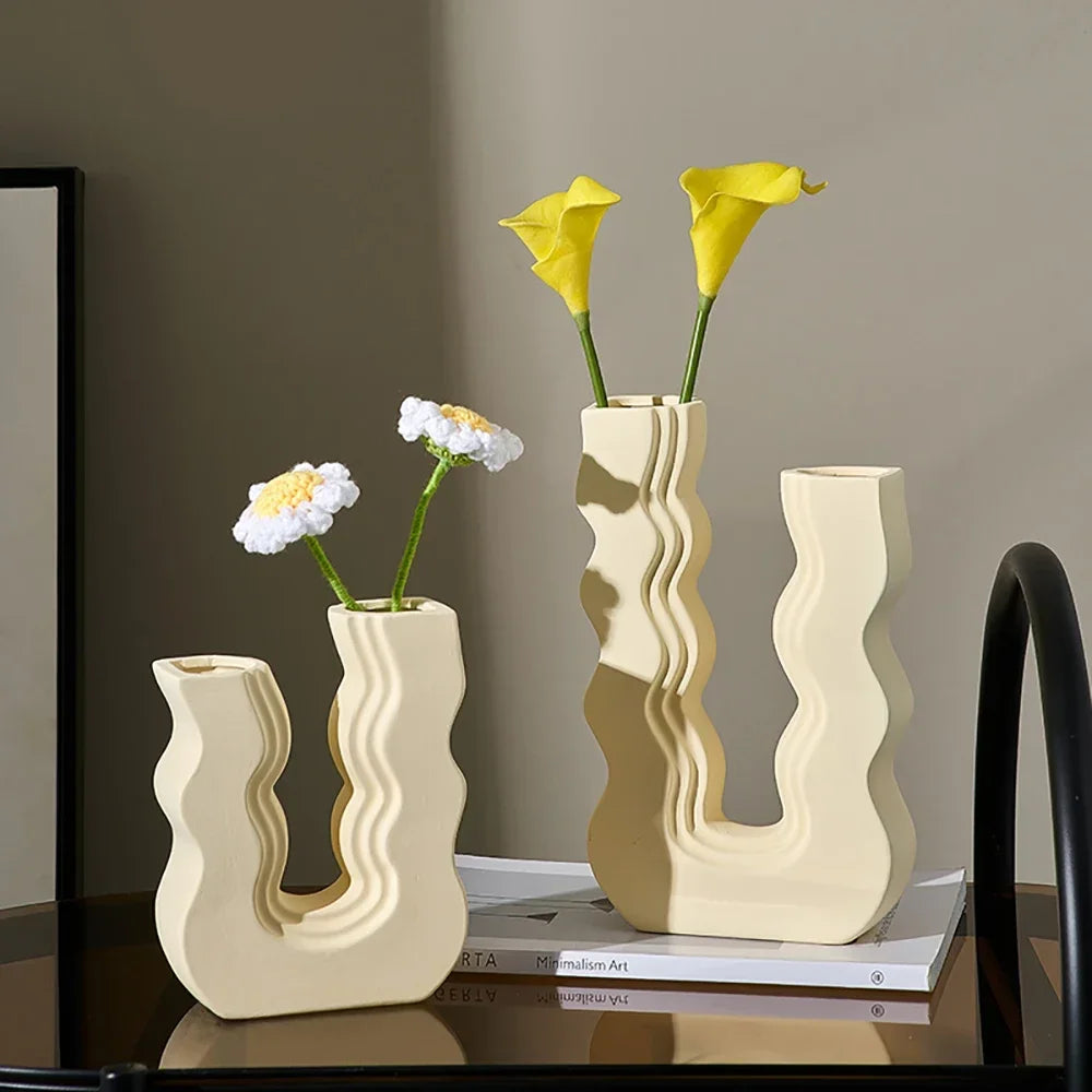 Morandi style decorative ceramic vase for flowers - view 4