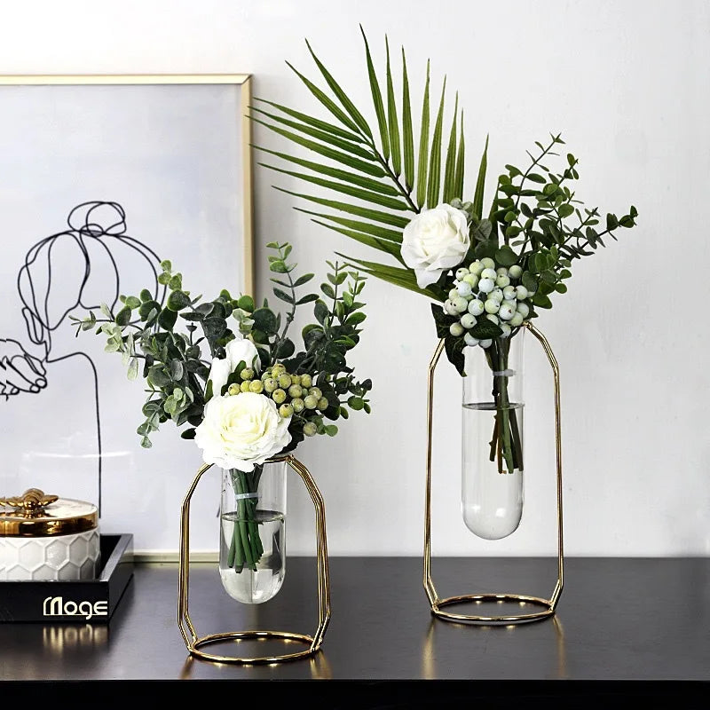 Geometric vase in forged metal for modern decoration
