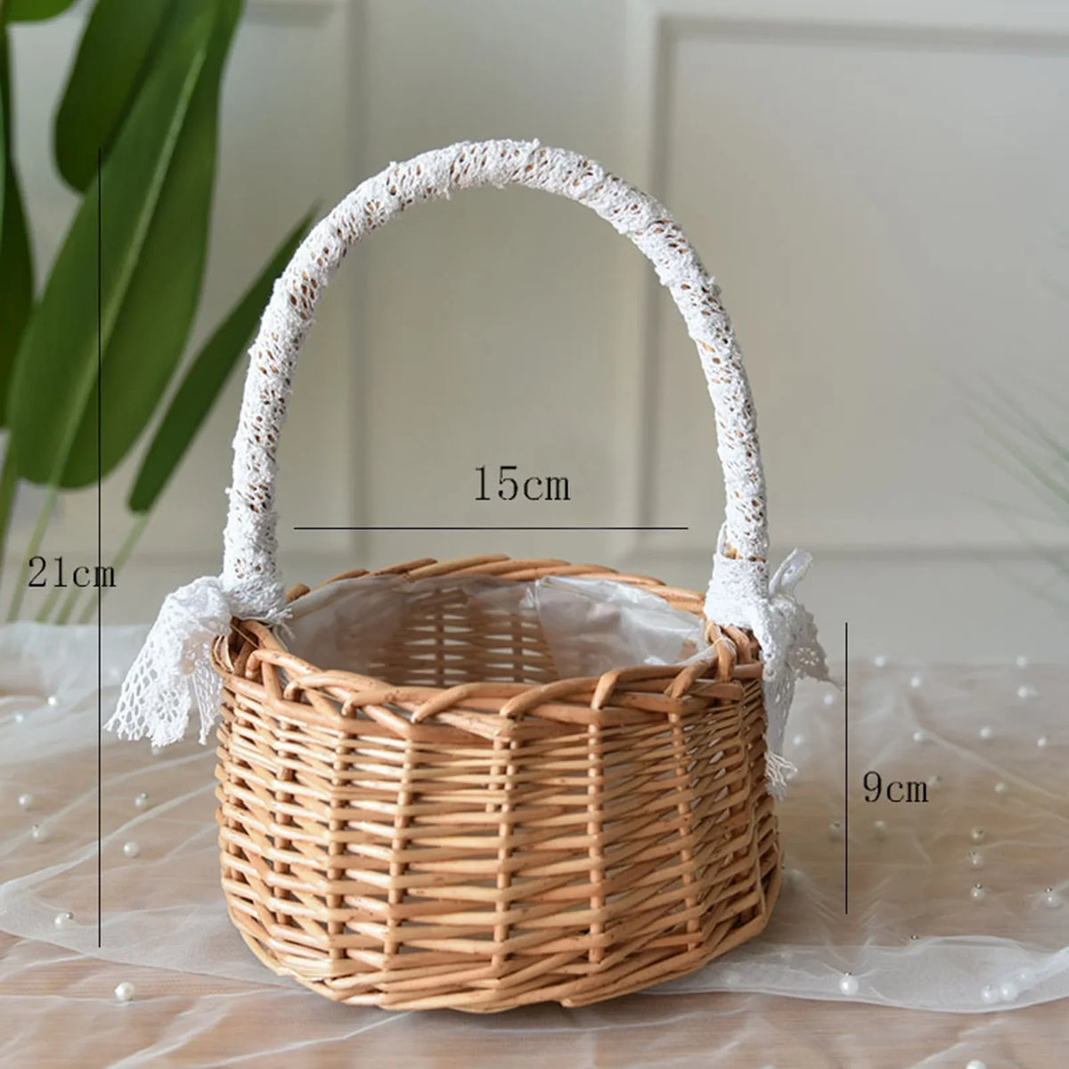 Wedding flower basket with butterfly knot large multipurpose capacity - 04 M