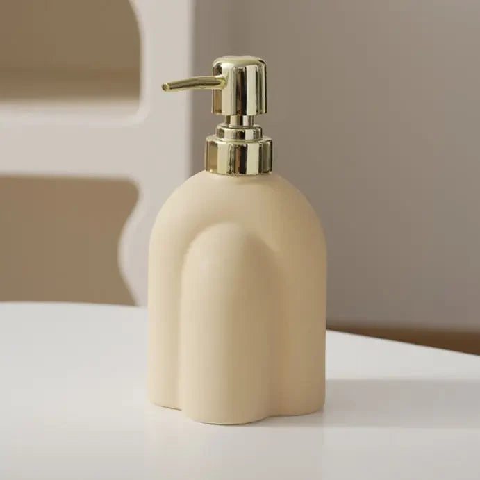 Portable ceramic soap dispenser for shampoo and water - J