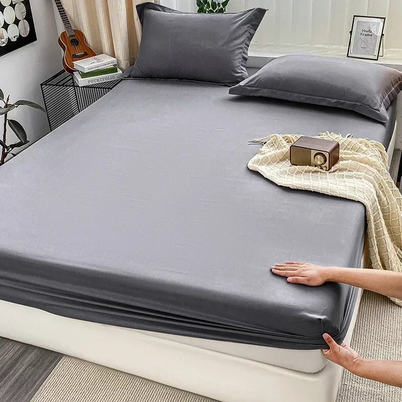 Premium Solid Color Brushed Fitted Sheet,Ultra-Soft Sateen Weave for Cozy Nights - Hypoallergenic and Easy Care Bedding - view 4