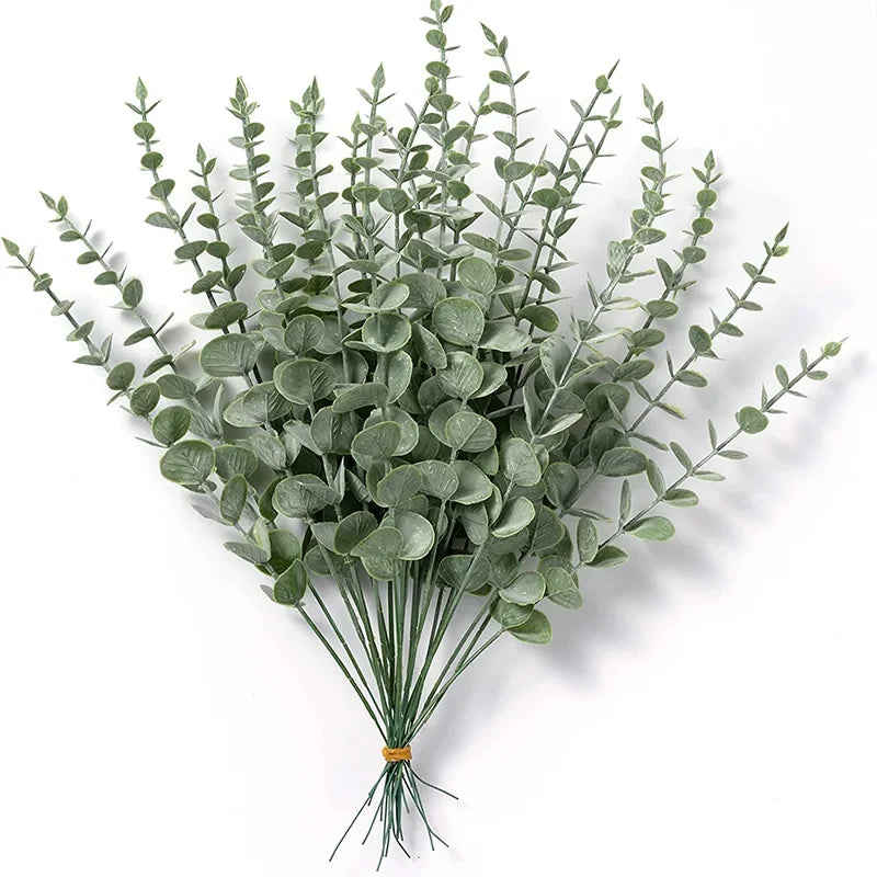 Set of 20 artificial eucalyptus stems for festive decorations - Gray Green / 20 Pieces