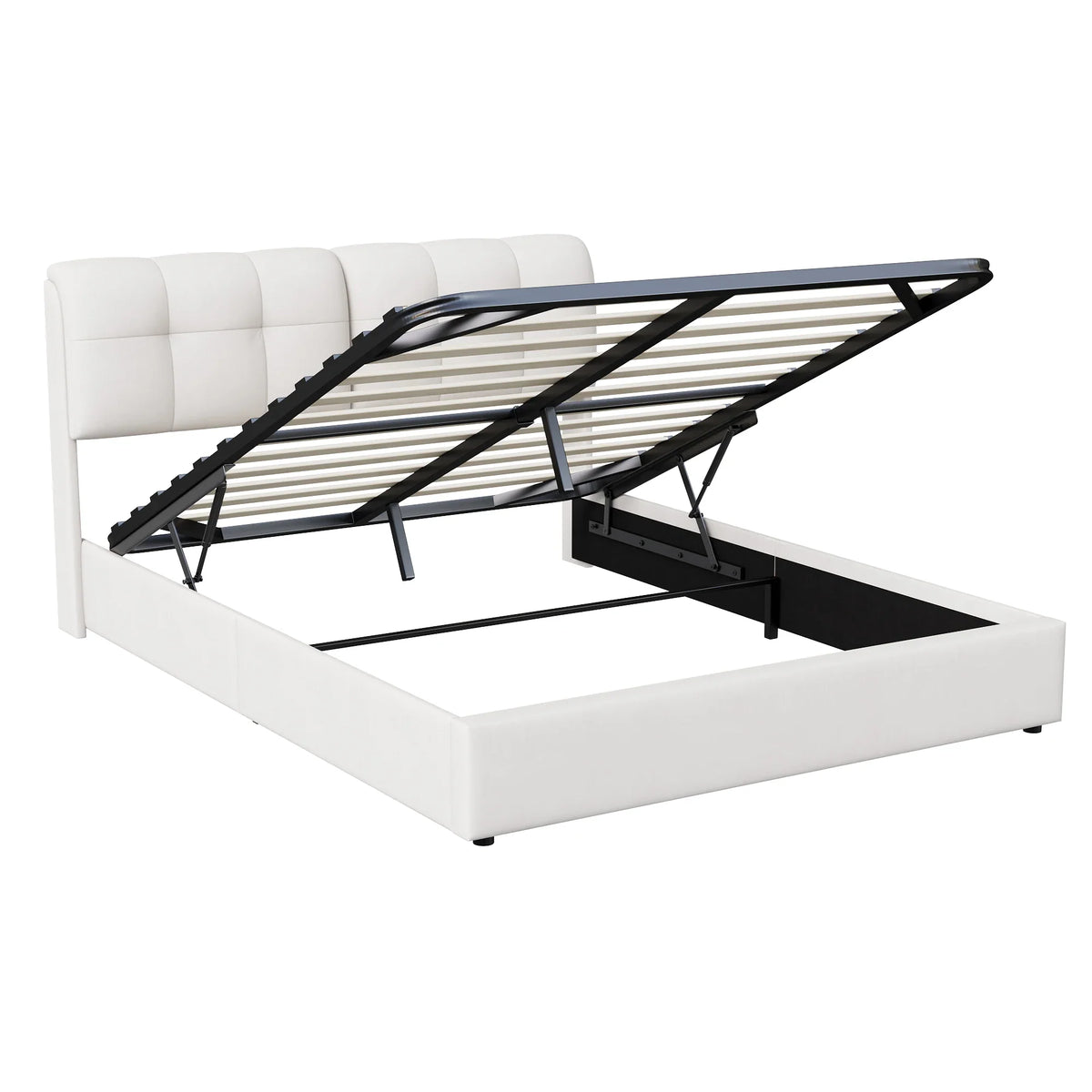 Double Bed with Storage Space,Upholstered Bed 140/160 x 200cm,Headboard with LED Lighting and USB Port,No Mattress,Velvet Beige - view 5