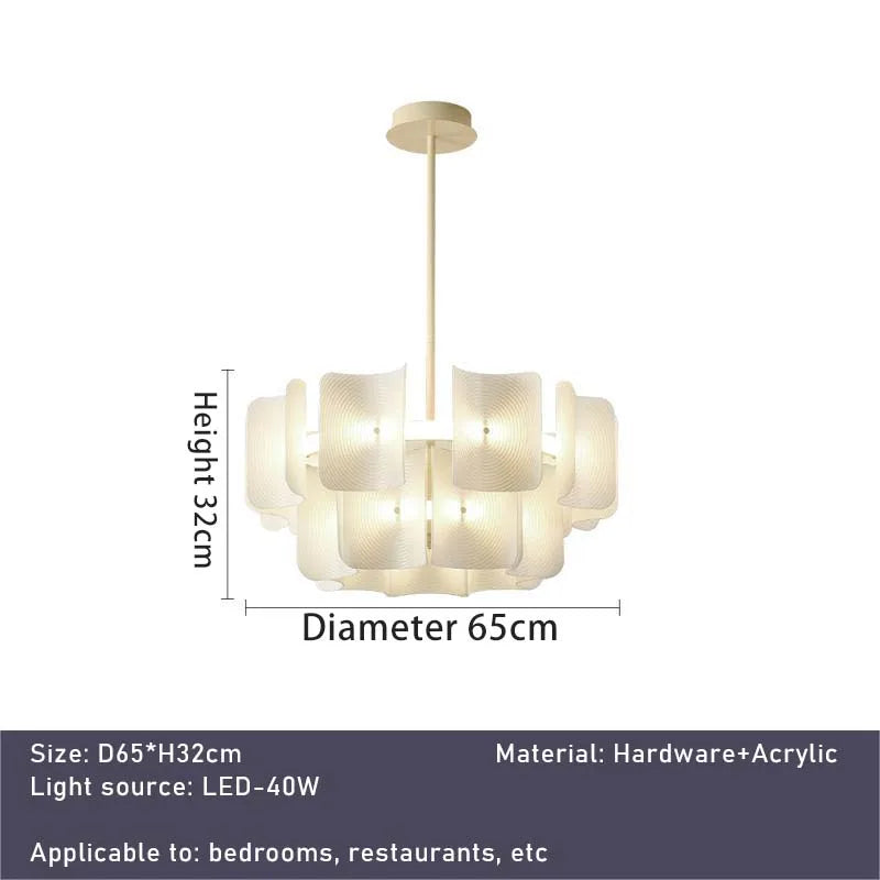 Newly designed LED chandelier, fingerprint chandelier, luxurious living room, bedroom, villa, hotel lobby, bright acrylic chande - Warm light / Diameter 65cm