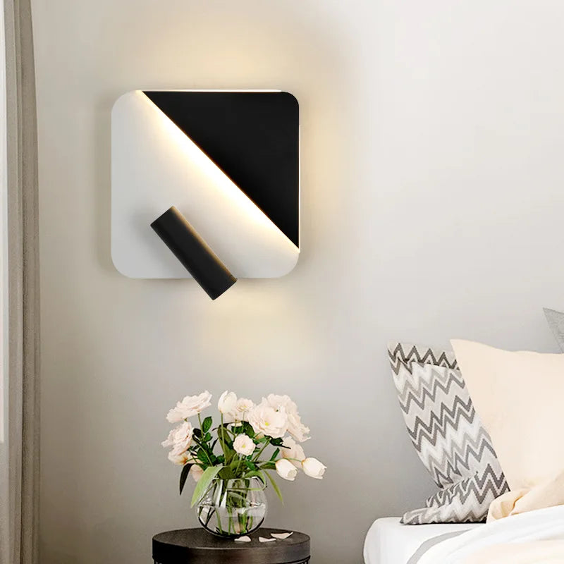 Modern wall sconce with rotary backlighting design switch - view 3