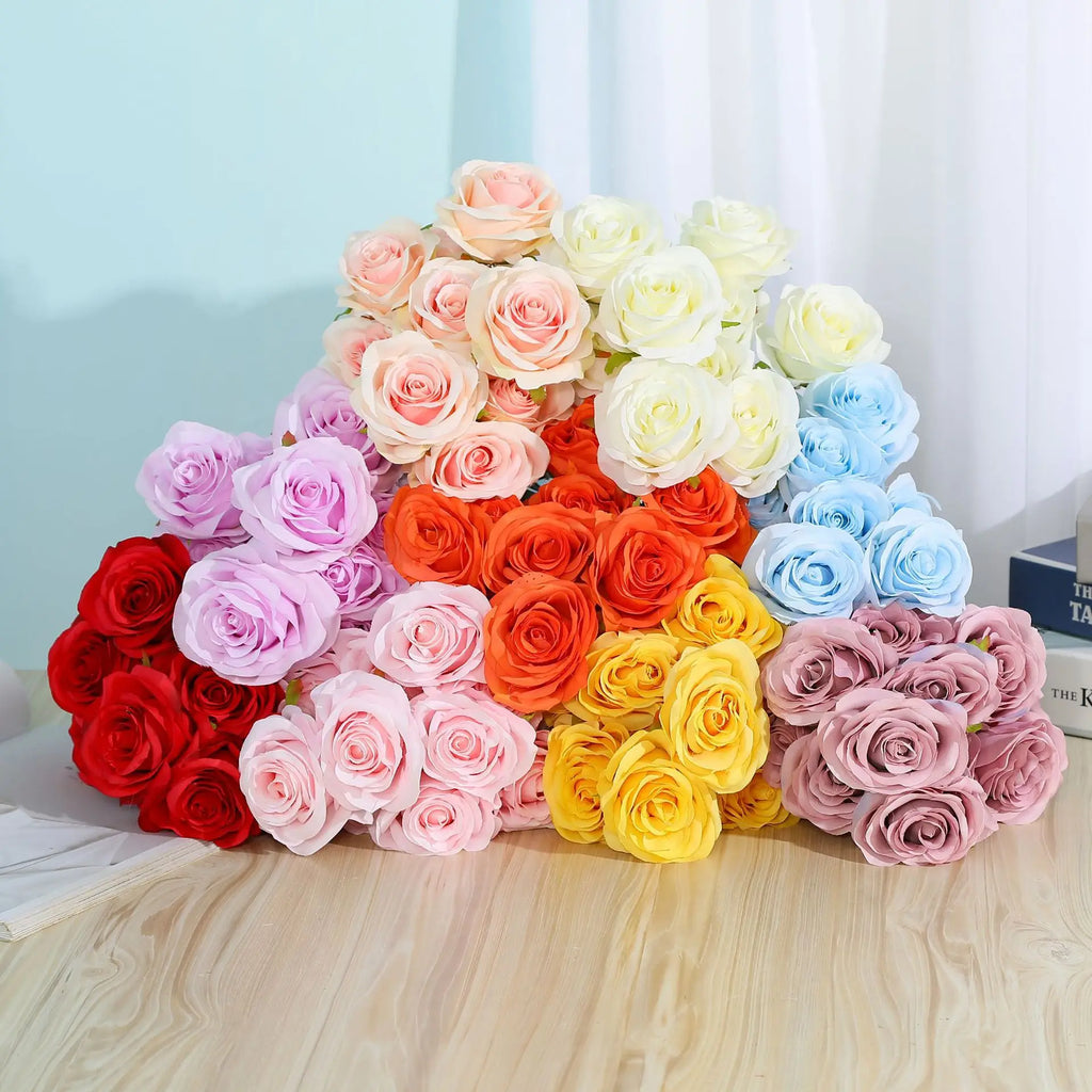 Multicolor Silk and Plastic Rose Bouquet for Weddings - view 3