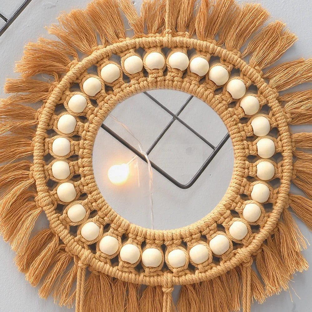 Decorative round wall mirrors hand woven for home - view 3