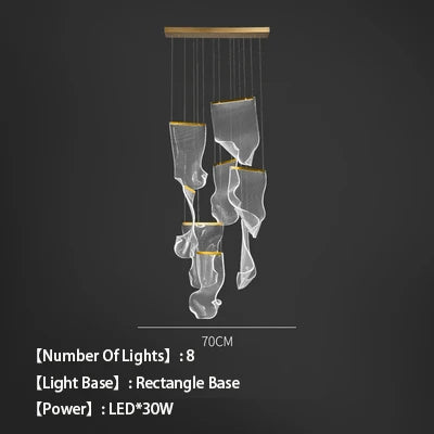 Acrylic chandelier with led design for modern interior decoration - White Light / 8 Rec