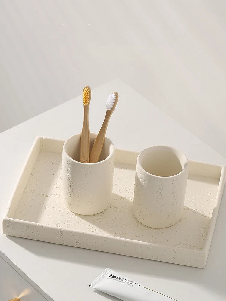 Wabi-Sabi-Electric Toothbrush Holder Set, Bathroom Toothbrush Cup, Vanity Desktop Storage Tray, Home Decoration - view 4