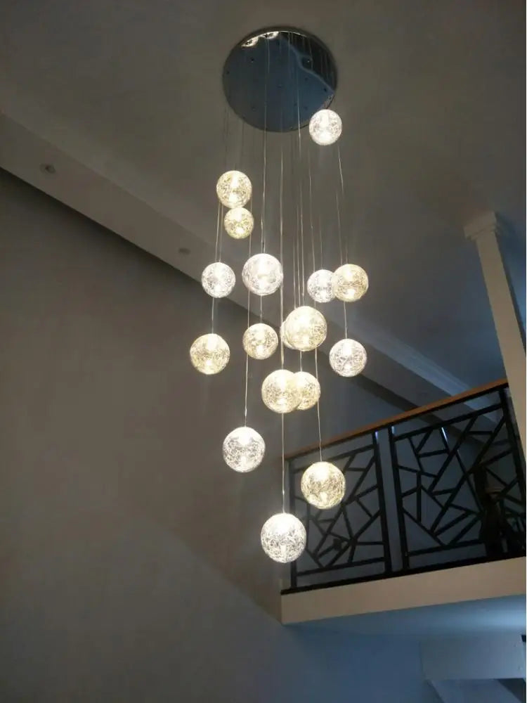 Pendant light glass ball for modern staircase lighting - view 4