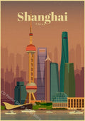 Retro Rome Sydney Paris and Dubai Landscapes Poster - 10 / A3 16.5 x 11.8 inches