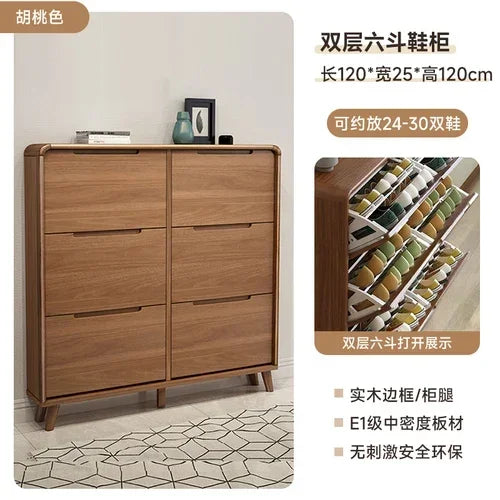 Minimalist vintage wooden shoe shelf and space gain - Style21