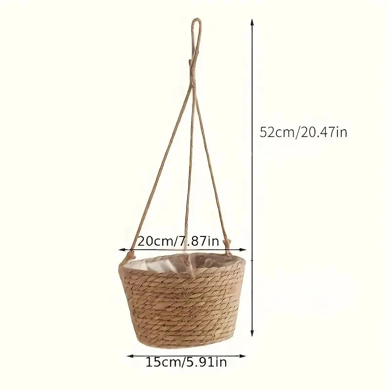 Classic Macrame Jute Rope Hanging Planter, Indoor Outdoor - G3346A 20X14X12CM