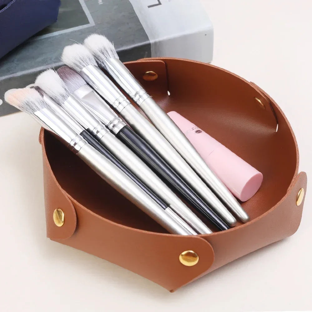 Folding leather top for storage and organization - view 3