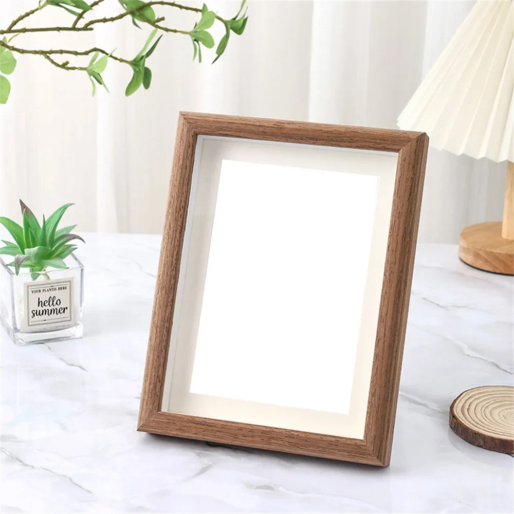 Wooden picture frame for portraits family wedding and travel - Walnut Color / 6 inches - 10.1 x 15.2 cm