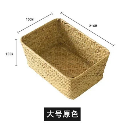 Woven sea-sink storage basket with lid - L