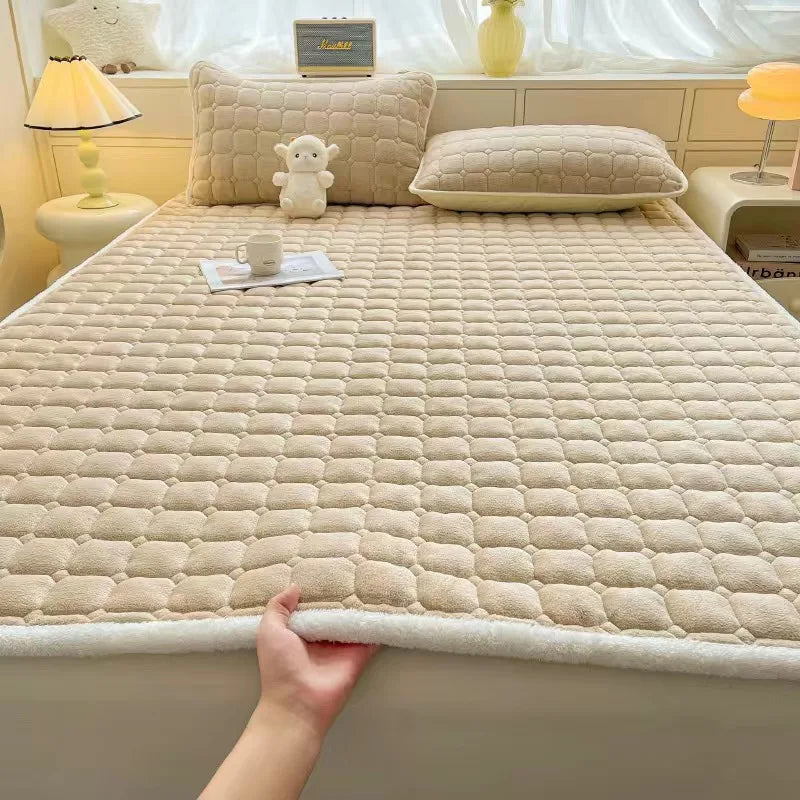 Hot velvet surmatelas for winter comfort - 150x200cm-1pc / Khaki