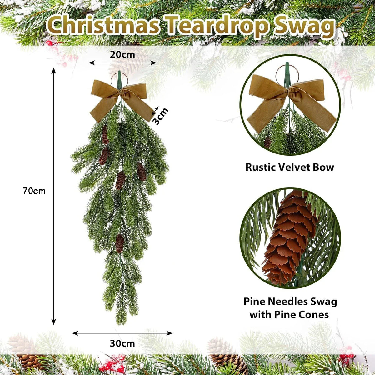 Artificial pine apple garland for Christmas decorations - view 4