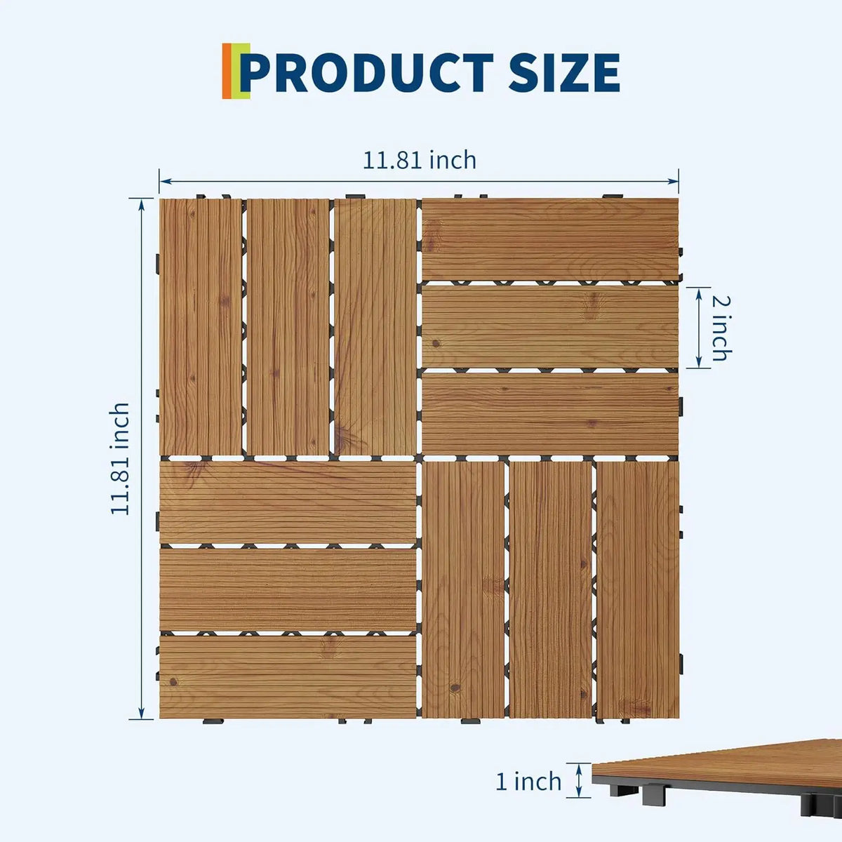Acacia Wood Interlocking Deck Tiles Slip-Resistant - view 4