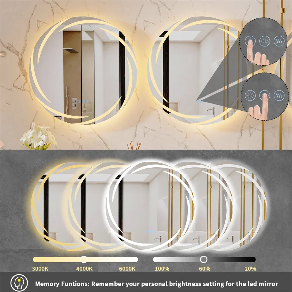 Circular backlit mirror with LED lighting - view 4