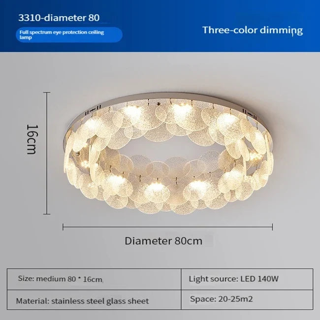 LED glass ceiling lamp for interior decoration - Round 80cm / Changeable