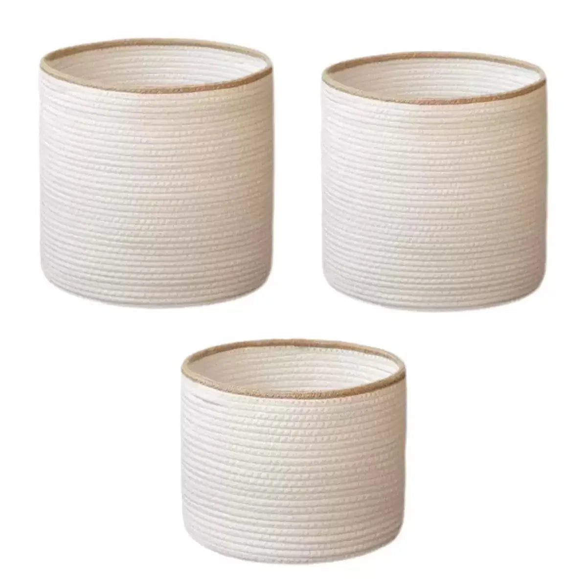 Cotton Rope Basket Boho Nursery Woven Closet Storage Bins Organizer for Baby Toys,Diaper, Blankets,Magazine,Potted ,Living Room - S