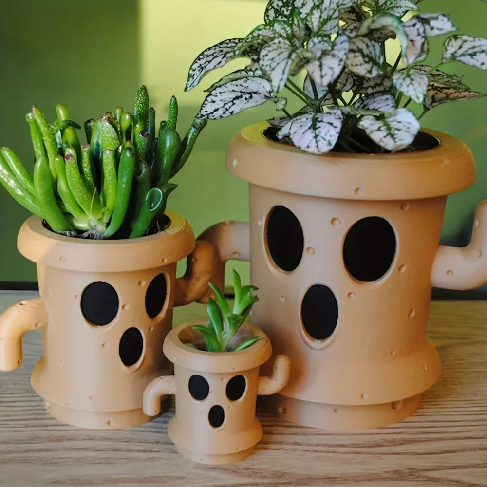 Cute Succulent Planter, Desk decor, Gyroid Gift, Air Plant Pot, Cute Planter Pot Desk pen holdinger