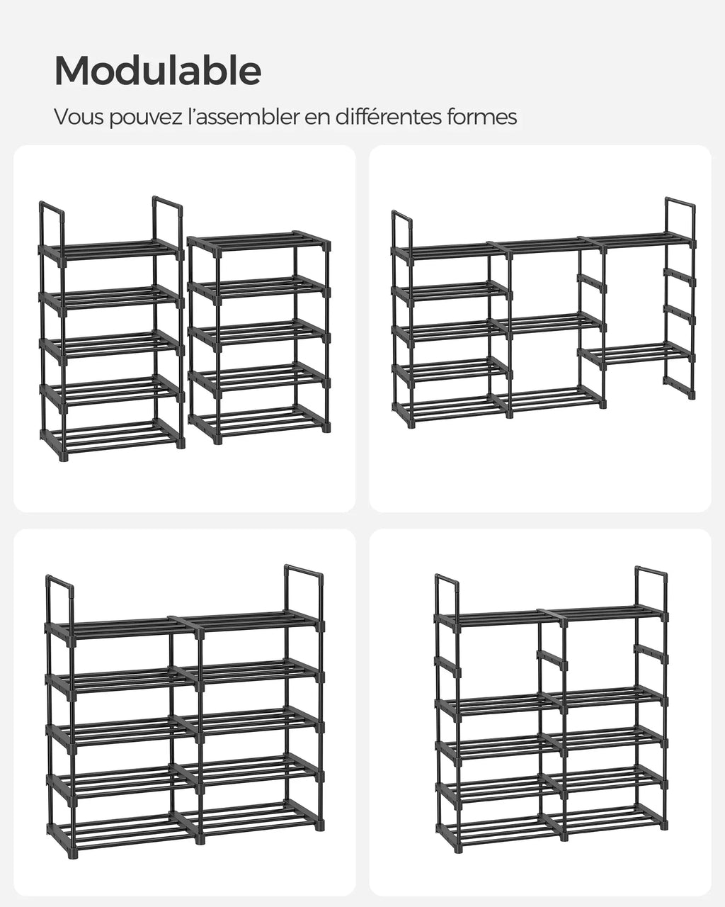 SONGMICS Shoe Rack, 10-Tier Metal Shoe Storage Organiser, Customisable Design, Metal Frame, Space-Saving Rack - view 4