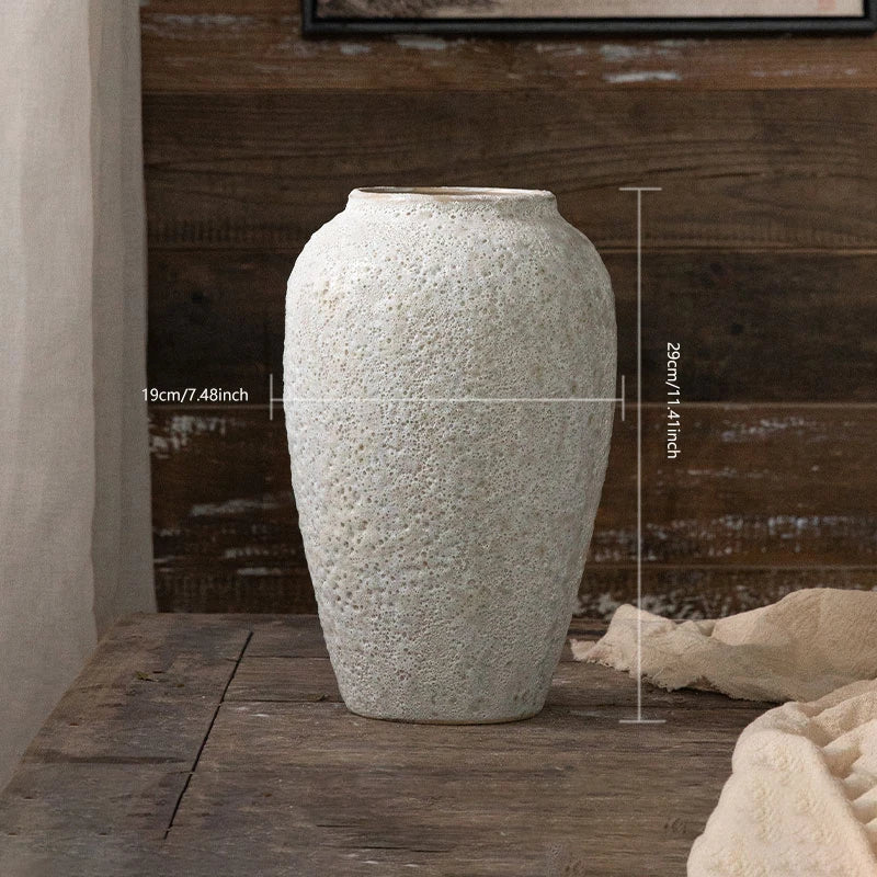 Retro Literary Creative Old Hydroponic Ceramic Vase, High-end Home Decoration, Flower Arrangement, Porch Living Room Decoration - B