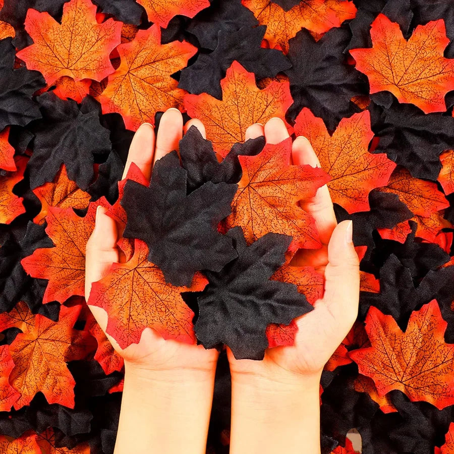 50 artificial maple leaves for autumn decorations - view 2