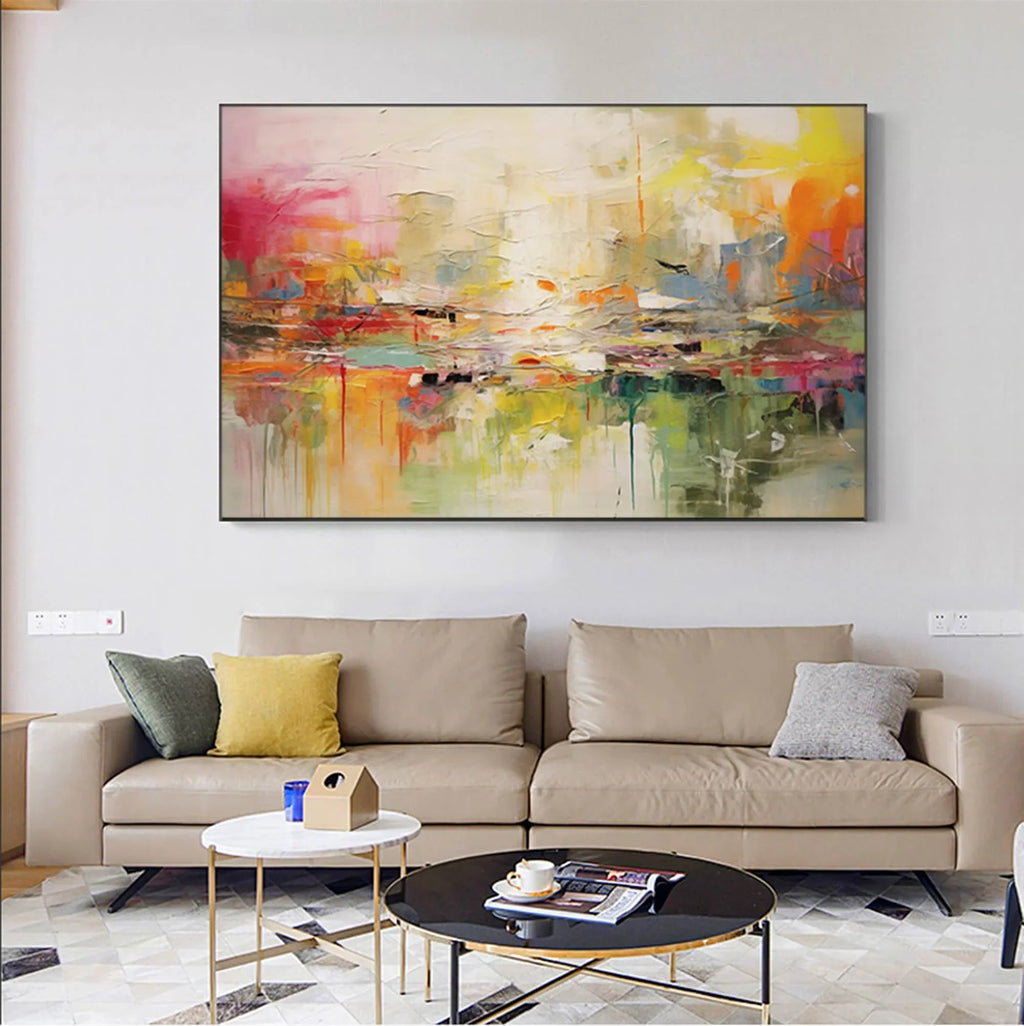 Large abstract mural painting hand painted for interior decoration - view 3