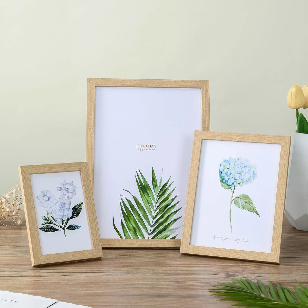 Wooden photo frame to hang for decoration and souvenirs