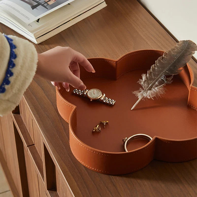 High-end leather round storage box for jewelry and decorative objects - view 4