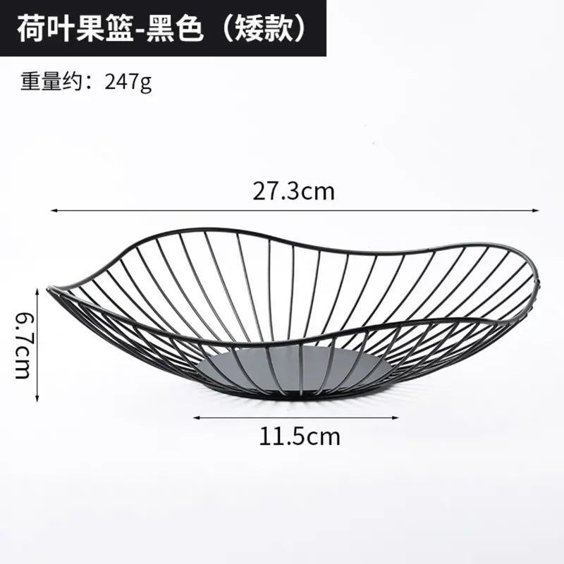 Modern iron fruit basket for storage and presentation - B Black