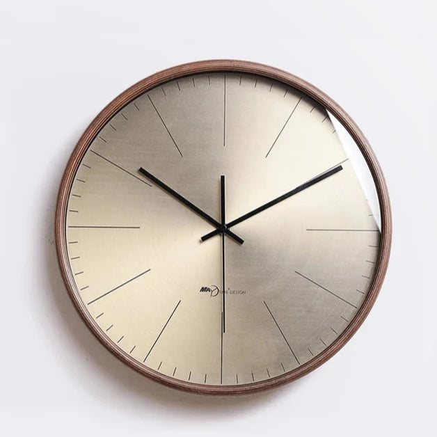 Modern wall clock in solid wood for interior decoration - 36 cm