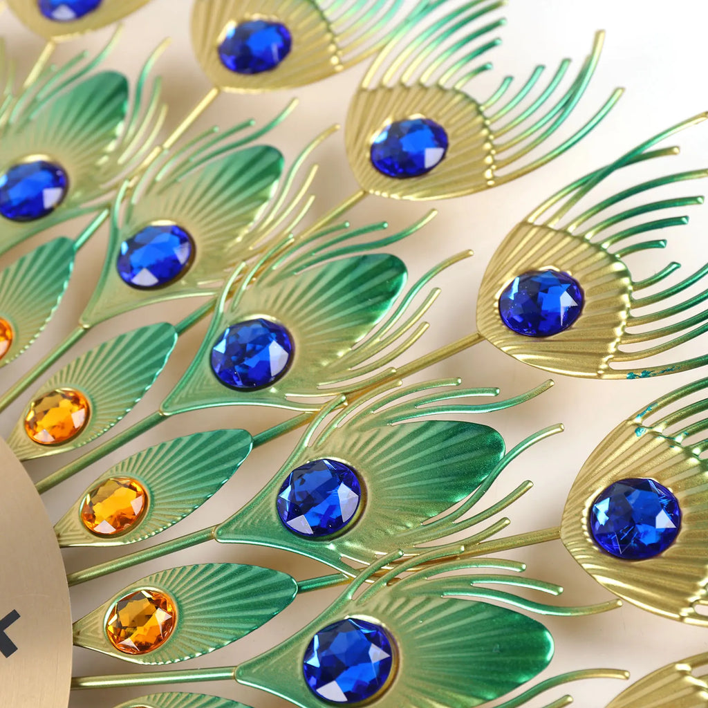 Silent metal wall clock decorative peacock pattern interior - view 4