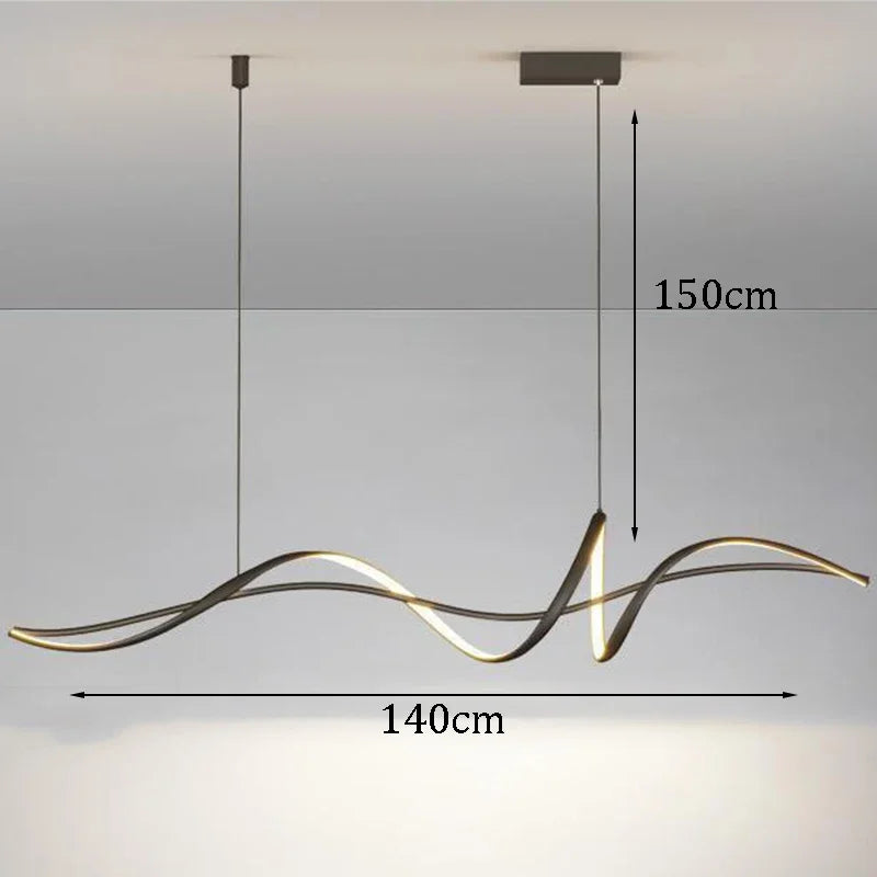 2024 Modern Home Decoration Circular LED Lights, Living Room Chandeliers, Dining Room Chandelier, Indoor Lighting - A-Black 140cm / warm light