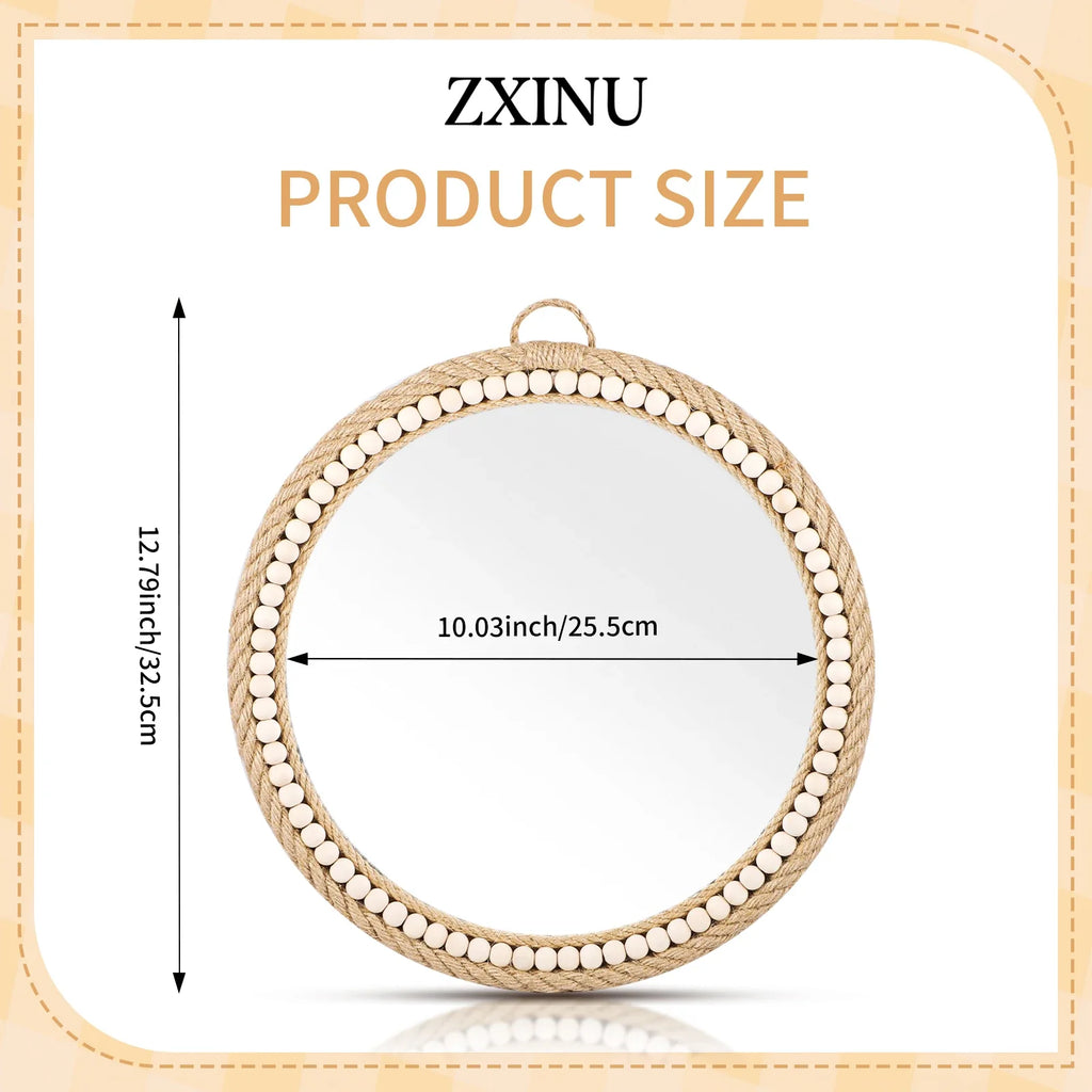 Decorative wall mirror in bohemian style rattan to hang - view 6