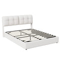 Double Bed with Storage Space,Upholstered Bed 140/160 x 200cm,Headboard with LED Lighting and USB Port,No Mattress,Velvet Beige - Beige / 140x200cm