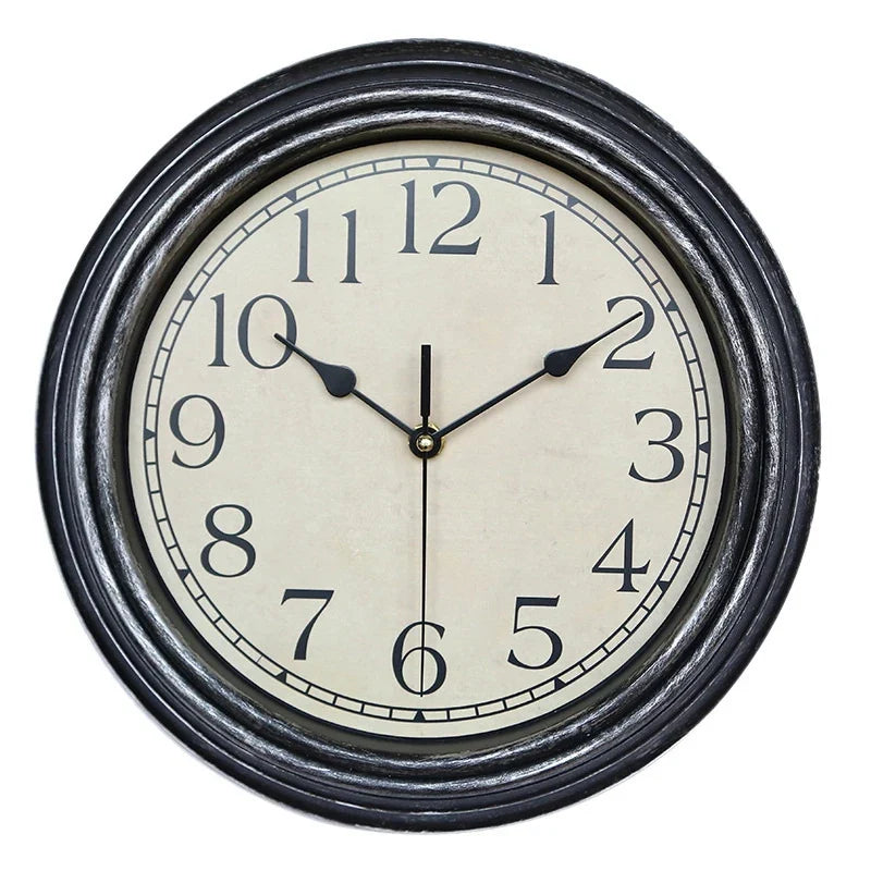 12 Inch Silent Retro Wall Clock Quartz Decorative Table Dial Battery Non-Ticking Digital Clocks for Bedroom,Black