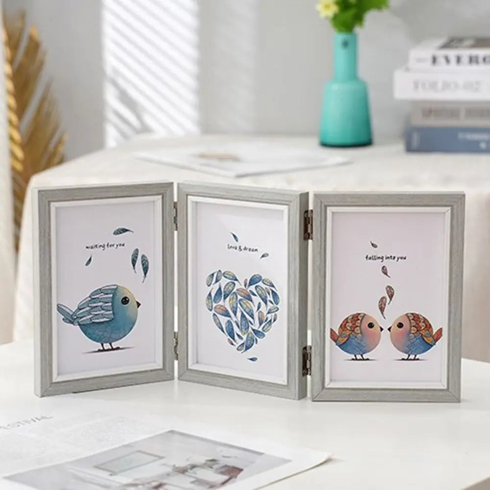 Foldable wooden photo frame for office album