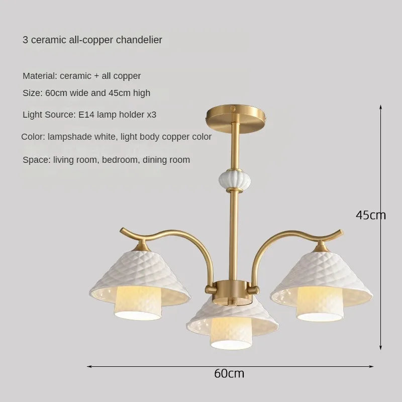 Ceramic and copper desk lamp modern design adjustable angle - 5000-6000K / 3 Heads
