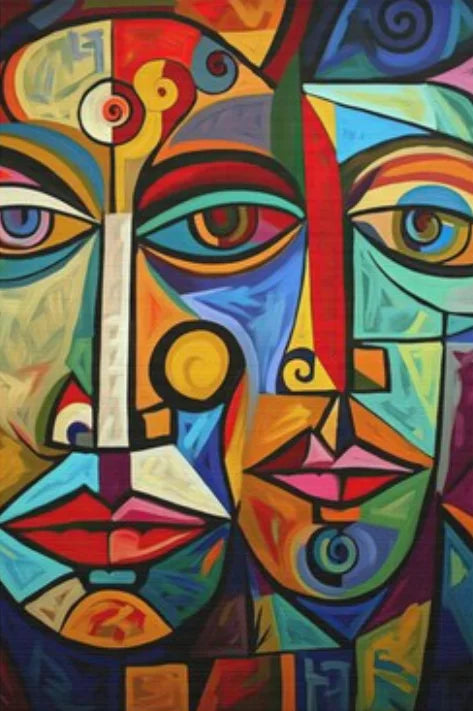 Contemporary Cubist Picasso-Style Abstract Painting - PF24288 / 100x150cm unframed
