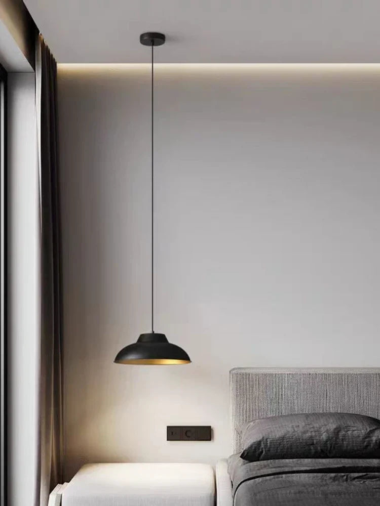Modern and Minimalist Master Bedroom Bedside Pendant Light, Personalized and Luxurious All Copper Walnut Bar Hanging Line Light - view 5